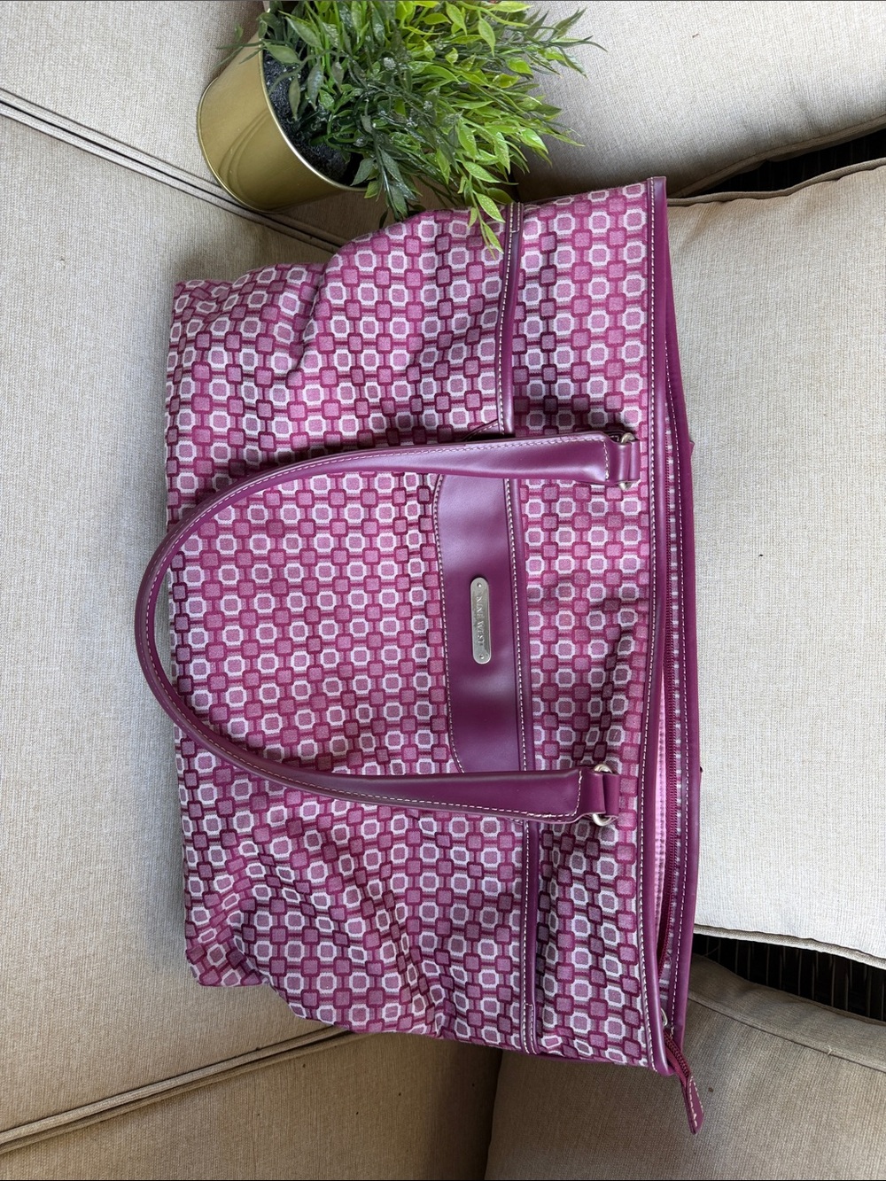 Purple Geometric Tote Bag Nine West
